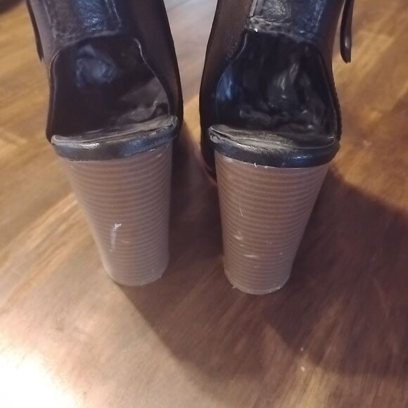 Indigo Rd Womens 9.5  Black Ankle Boots Booties Open Toe Heels Zip Side - Picture 5 of 11